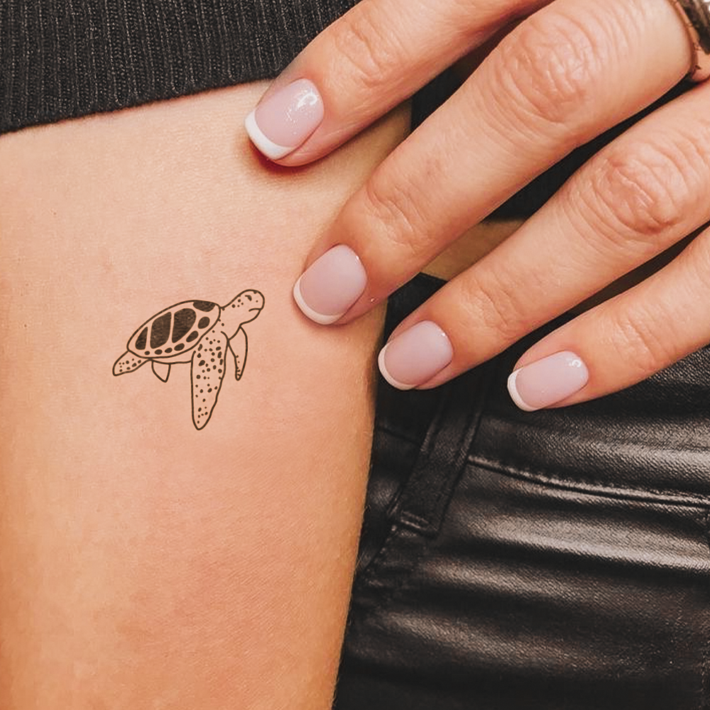 Fine line turtle tattoo