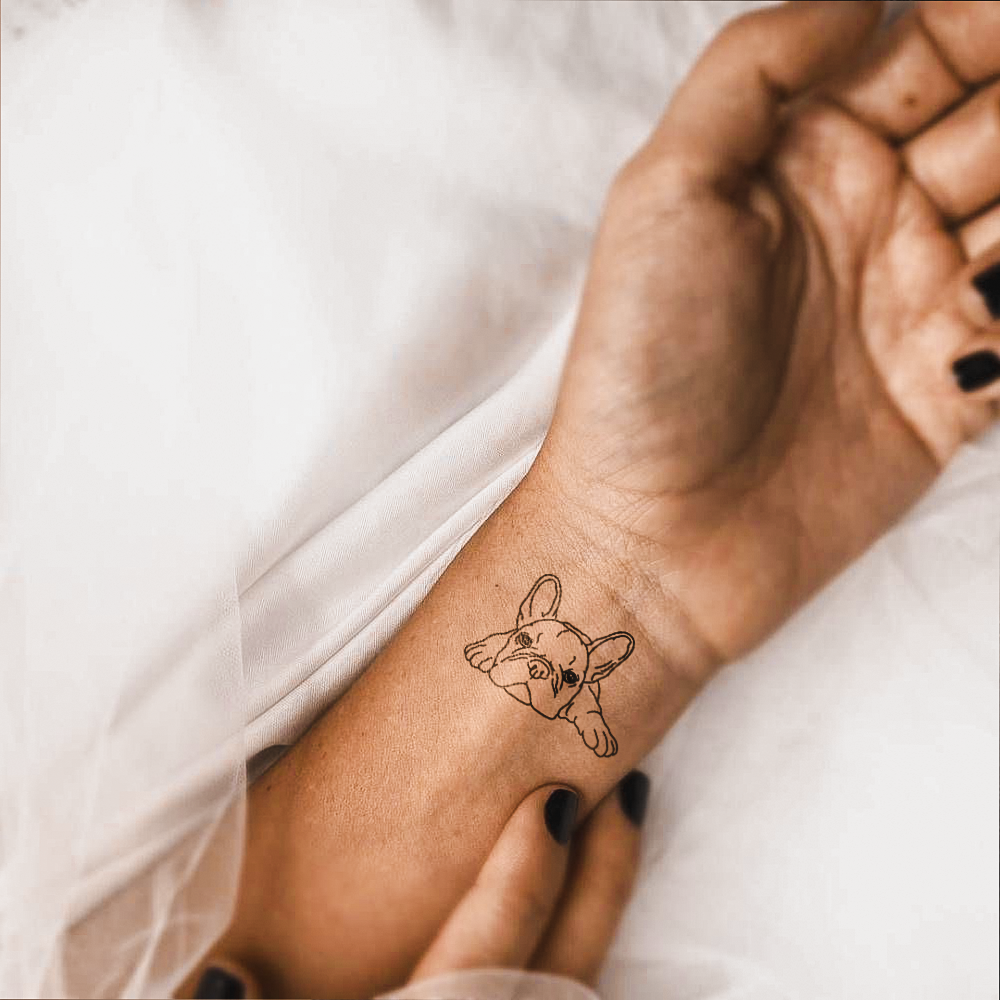 Fine line Bulldog tattoo