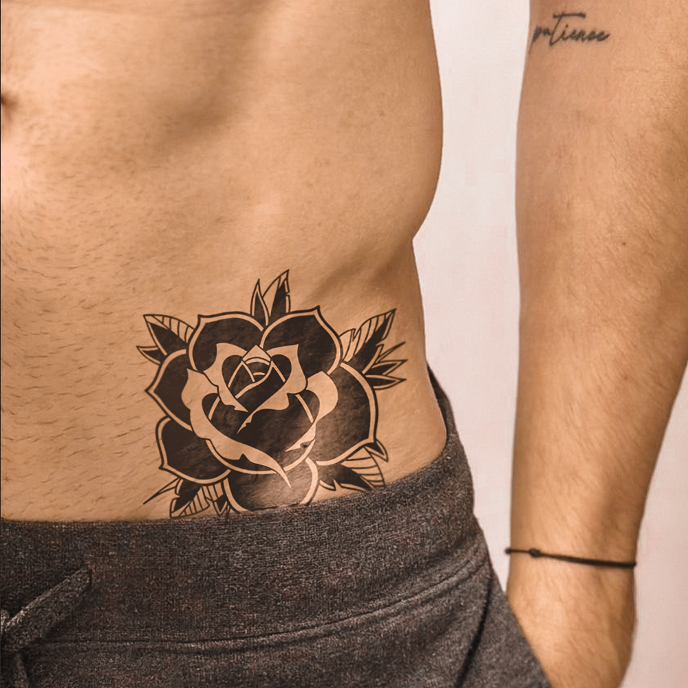 Medium Black Rose Tattoo