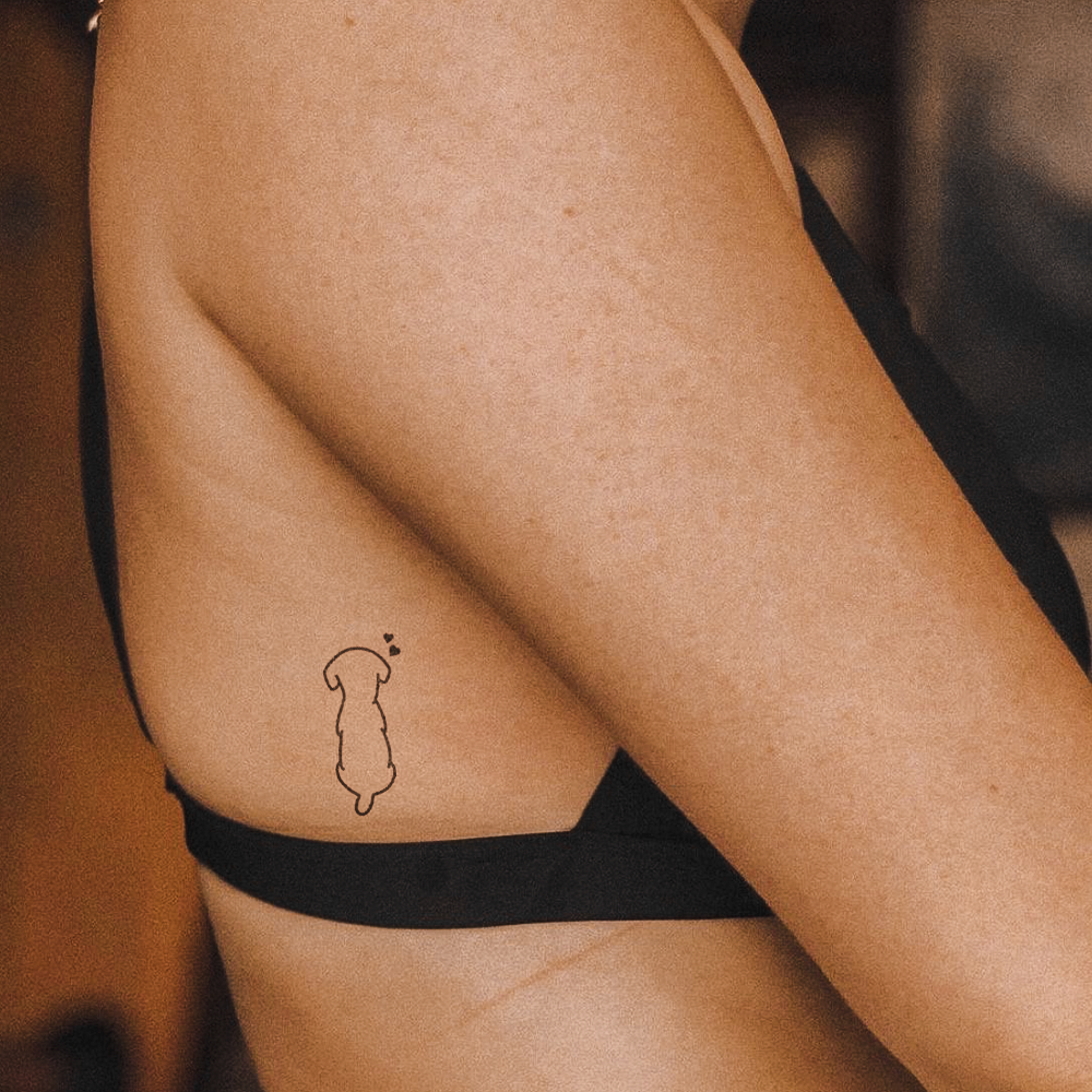 Tattoo Silhouette dog 2 hearts