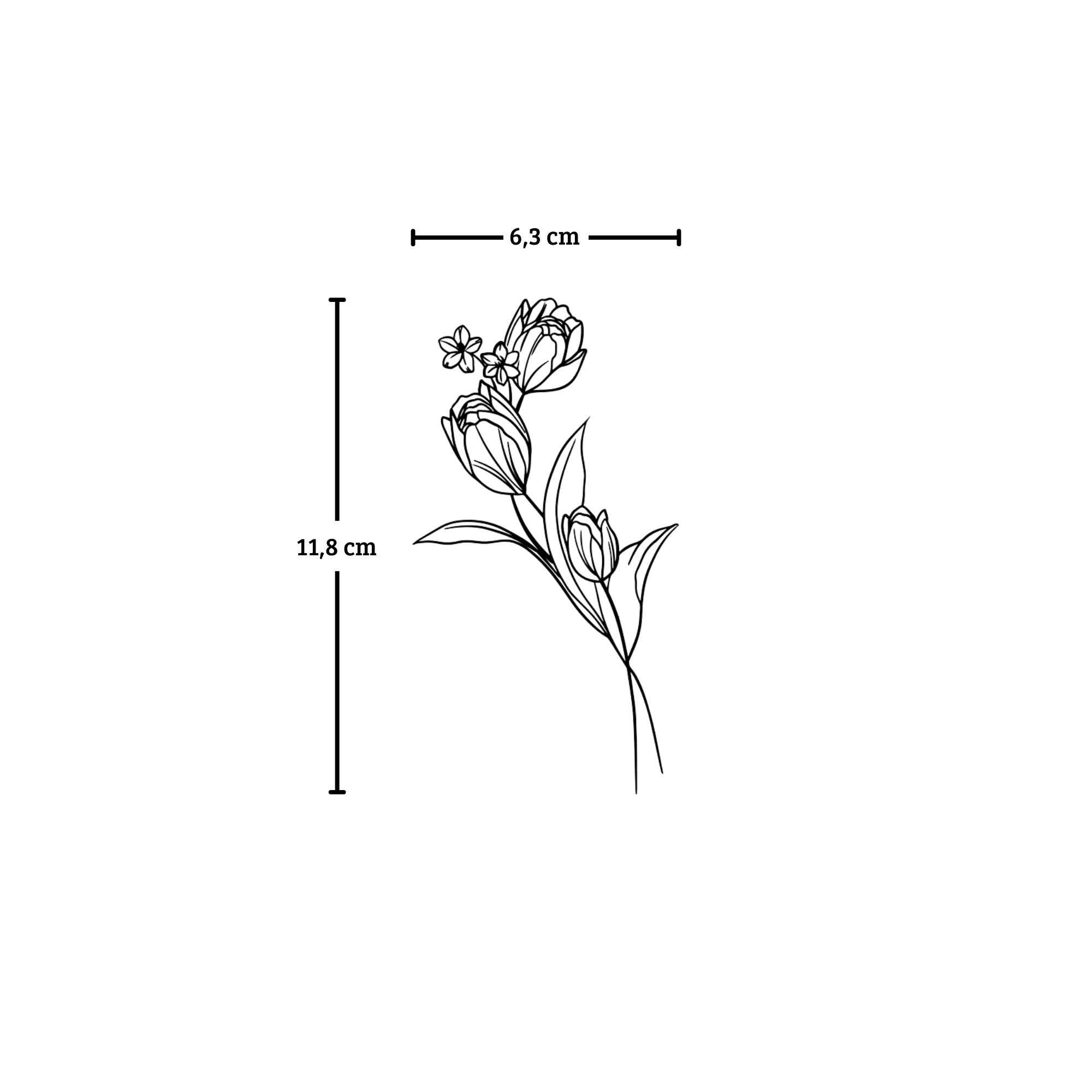 Fine Tulips Bouquet Tattoo