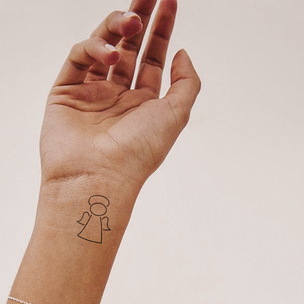 Tatuagem de silhueta de pequeno anjo
