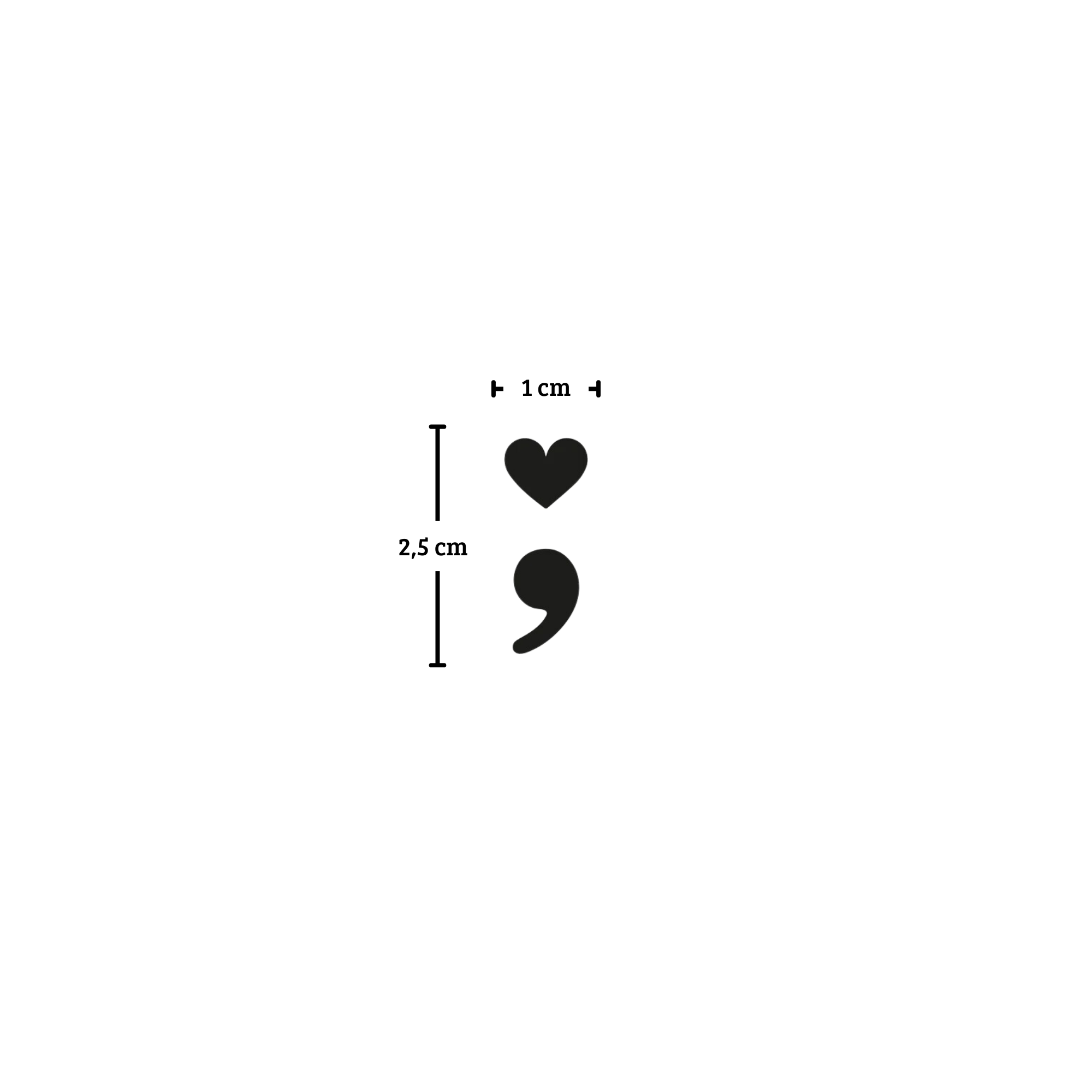 Heart and comma tattoo