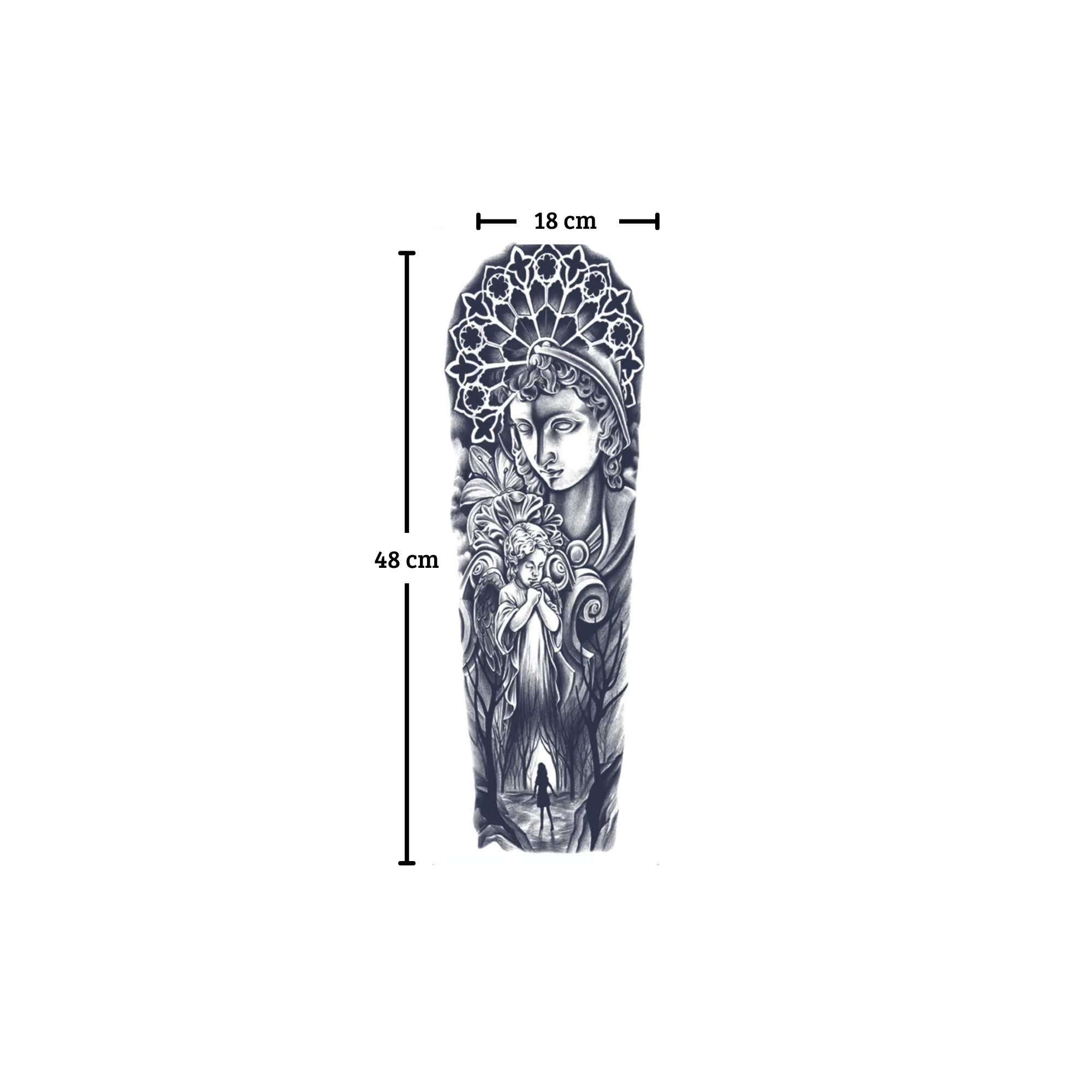 Virgem e criança rezando para a tatuagem da garota da floresta