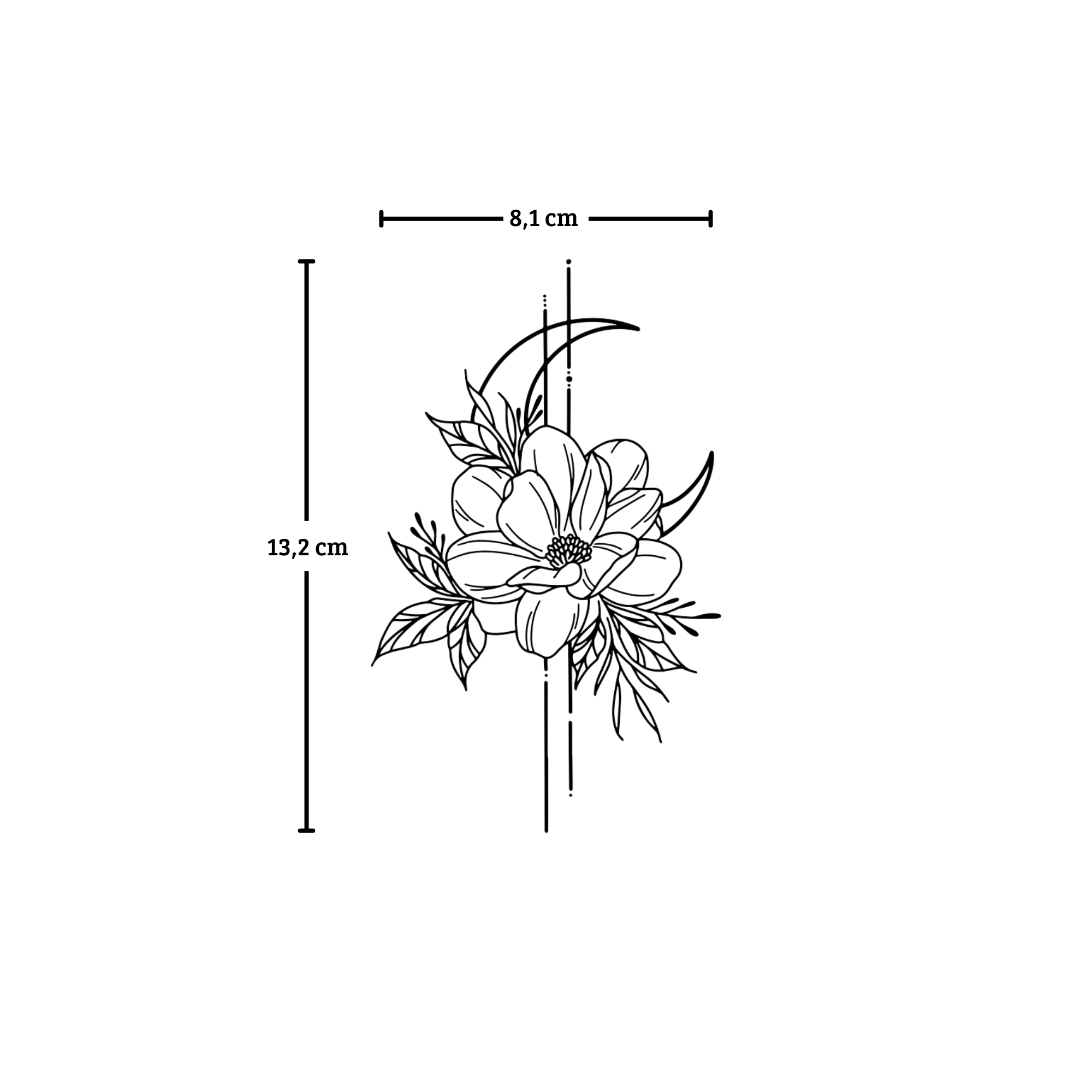 Large Moon and Flower Tattoo