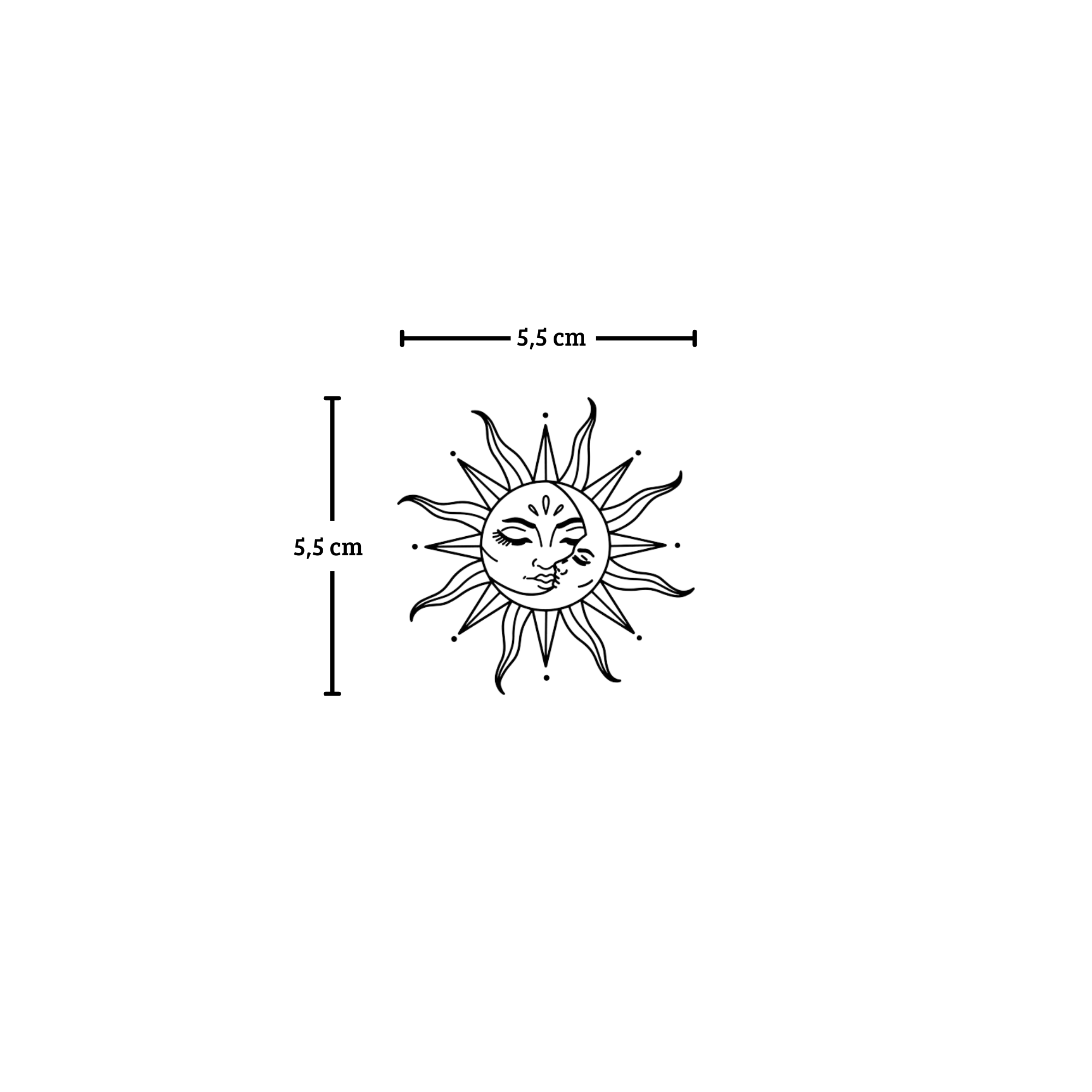 Sun and moon hug tattoo
