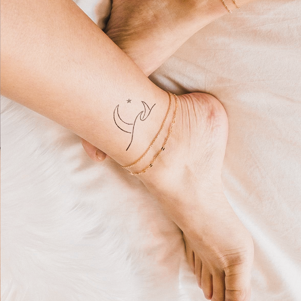 Lua, onda, tatuagem de estrela