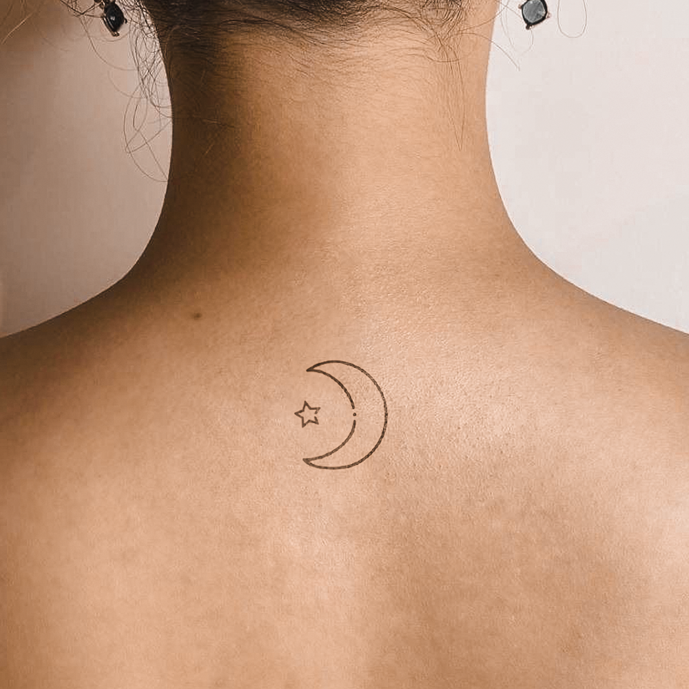 Moon and star tattoo