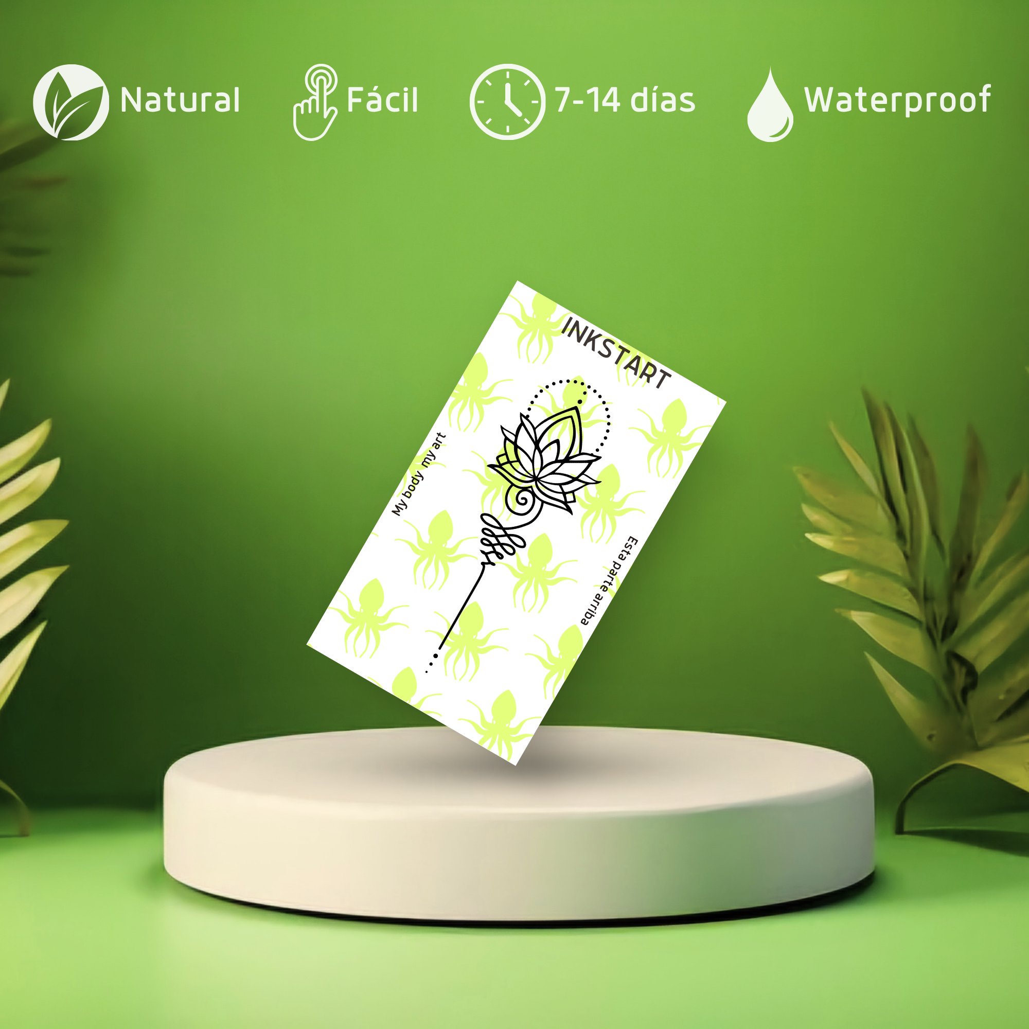 Flor de lótus com tatuagem de caule