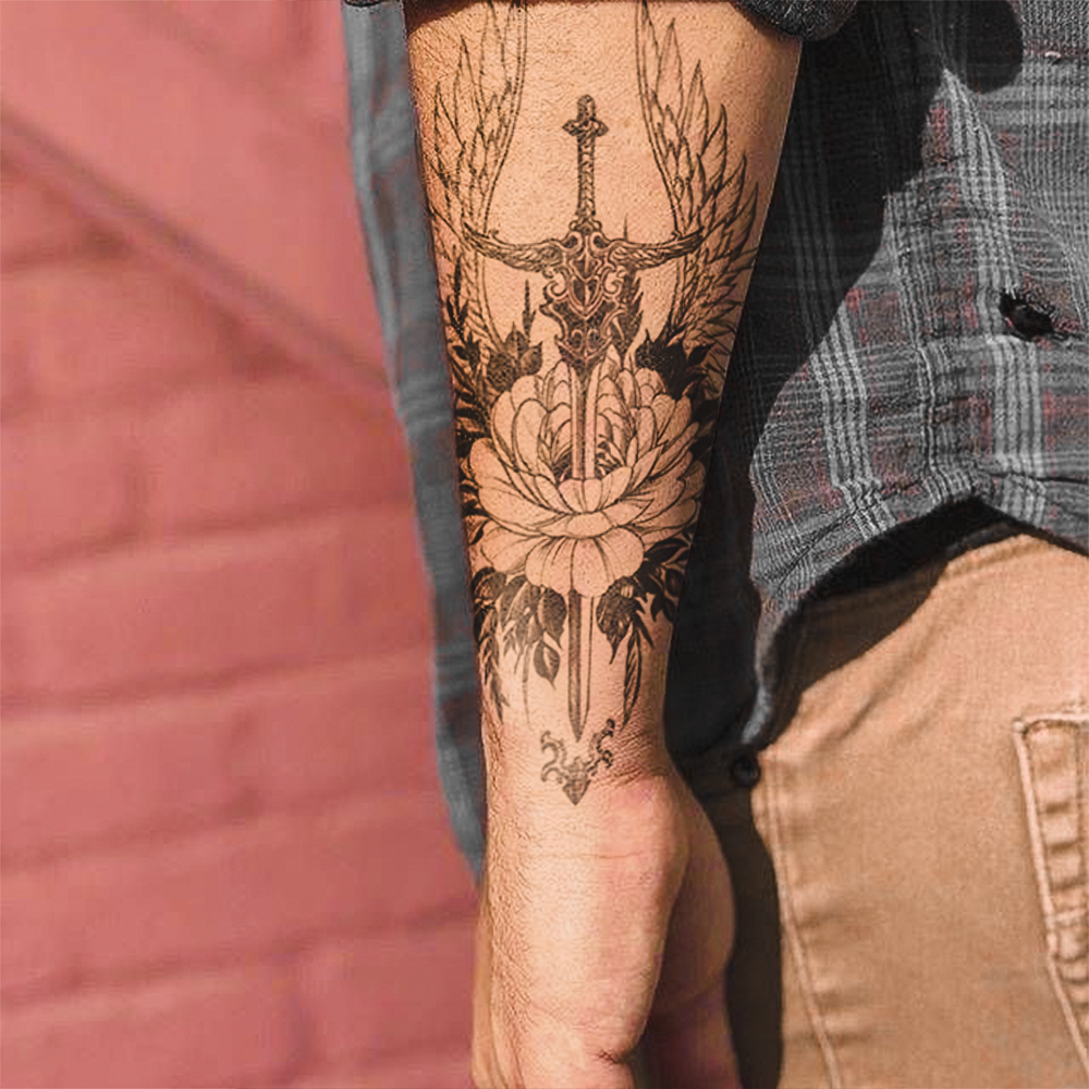 Angel Sword and Rose Tattoo