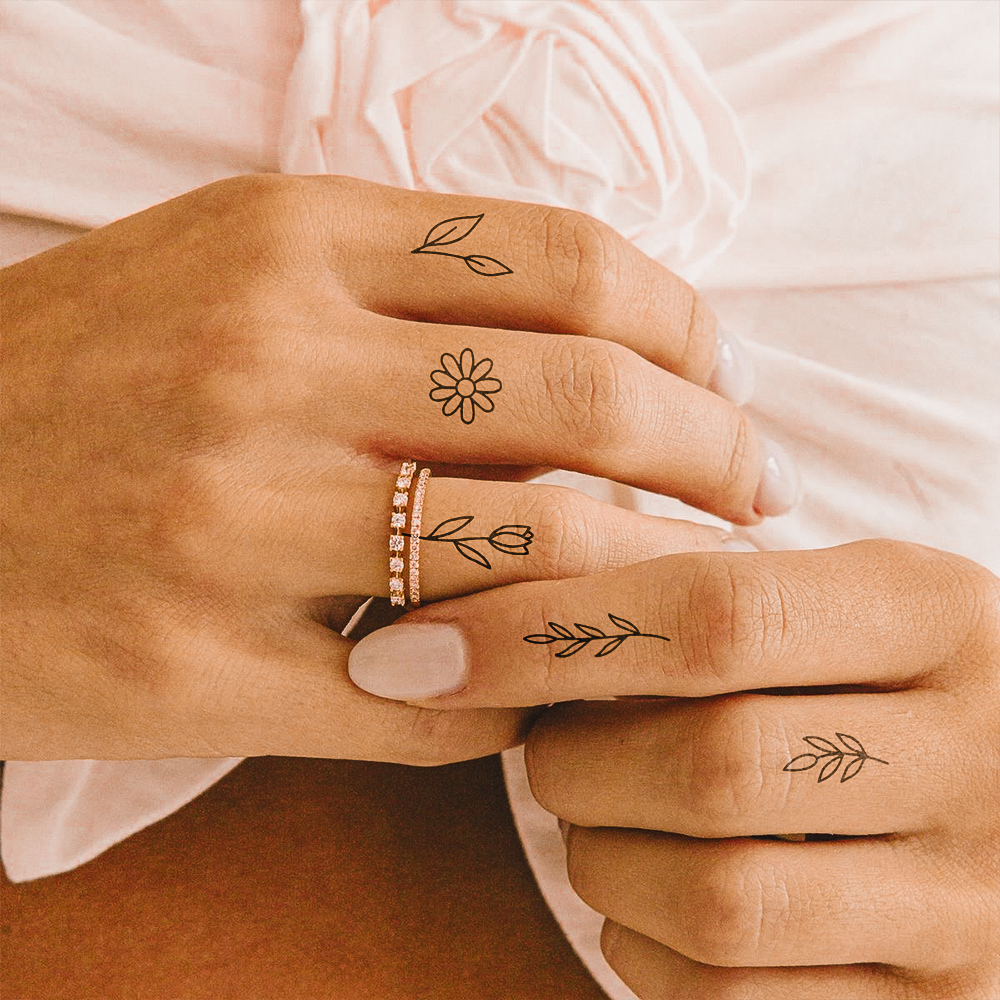 Floral Finger Tattoo Set