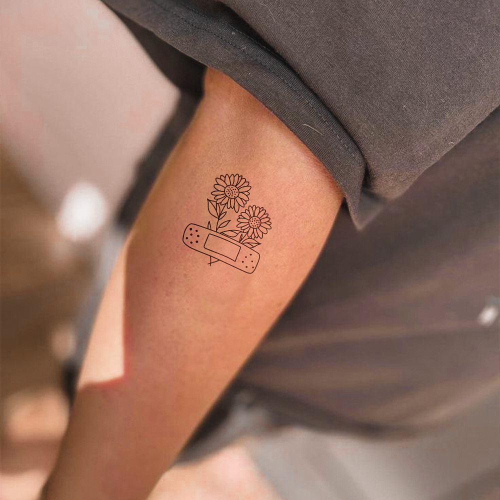 Sunflower Band-Aid Tattoo