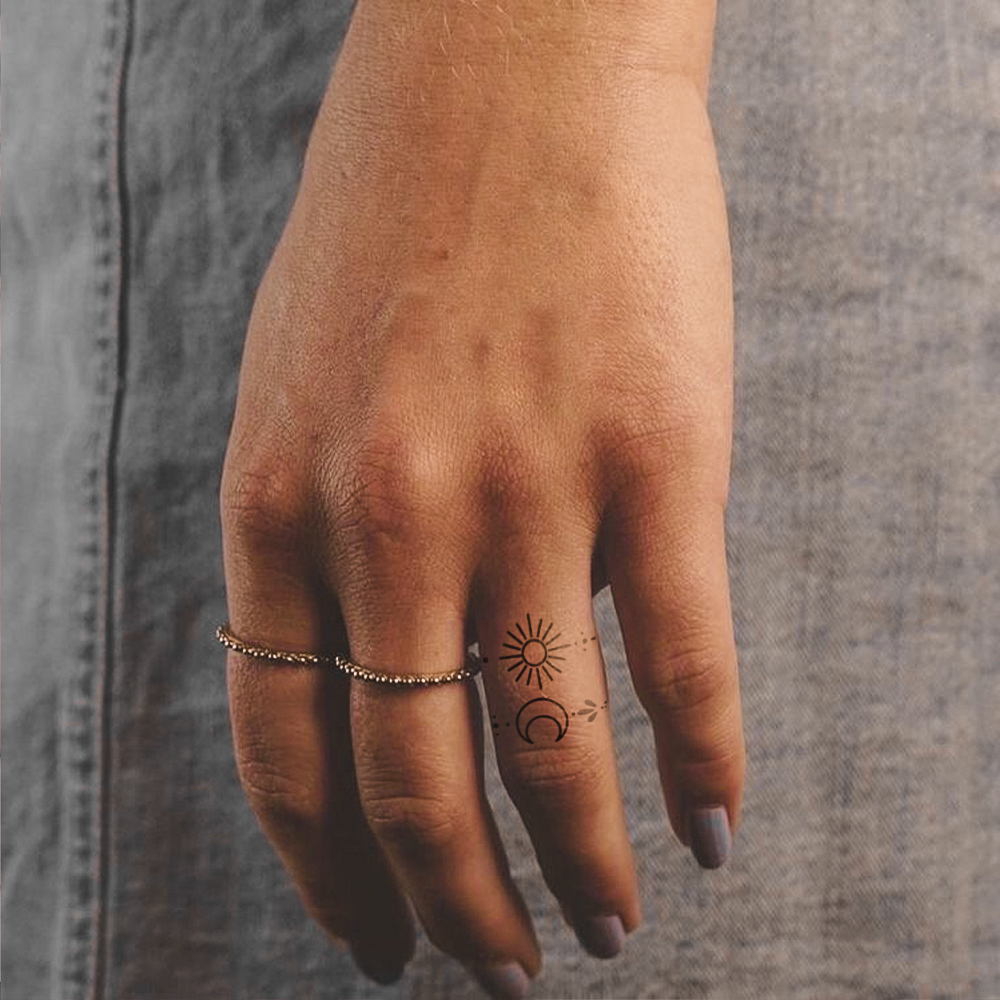 Ornamental Sun and Moon Tattoo