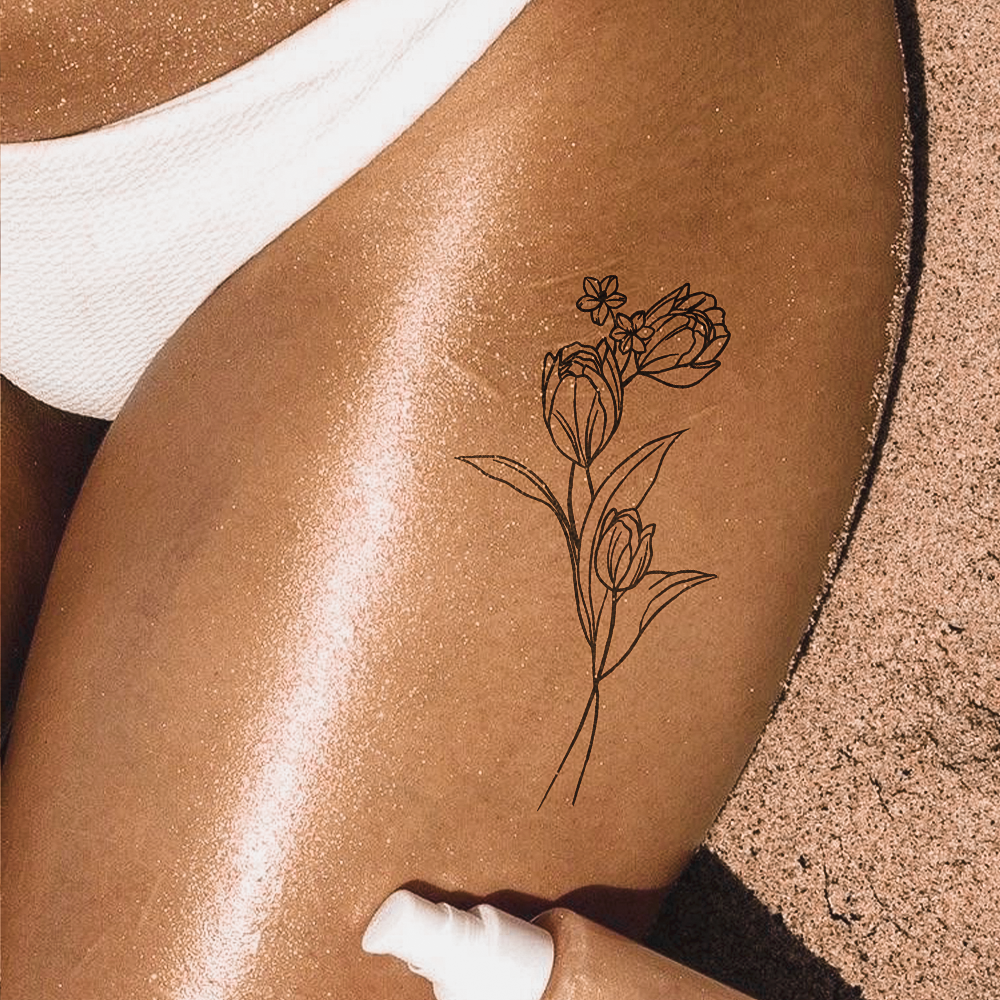 Fine Tulips Bouquet Tattoo