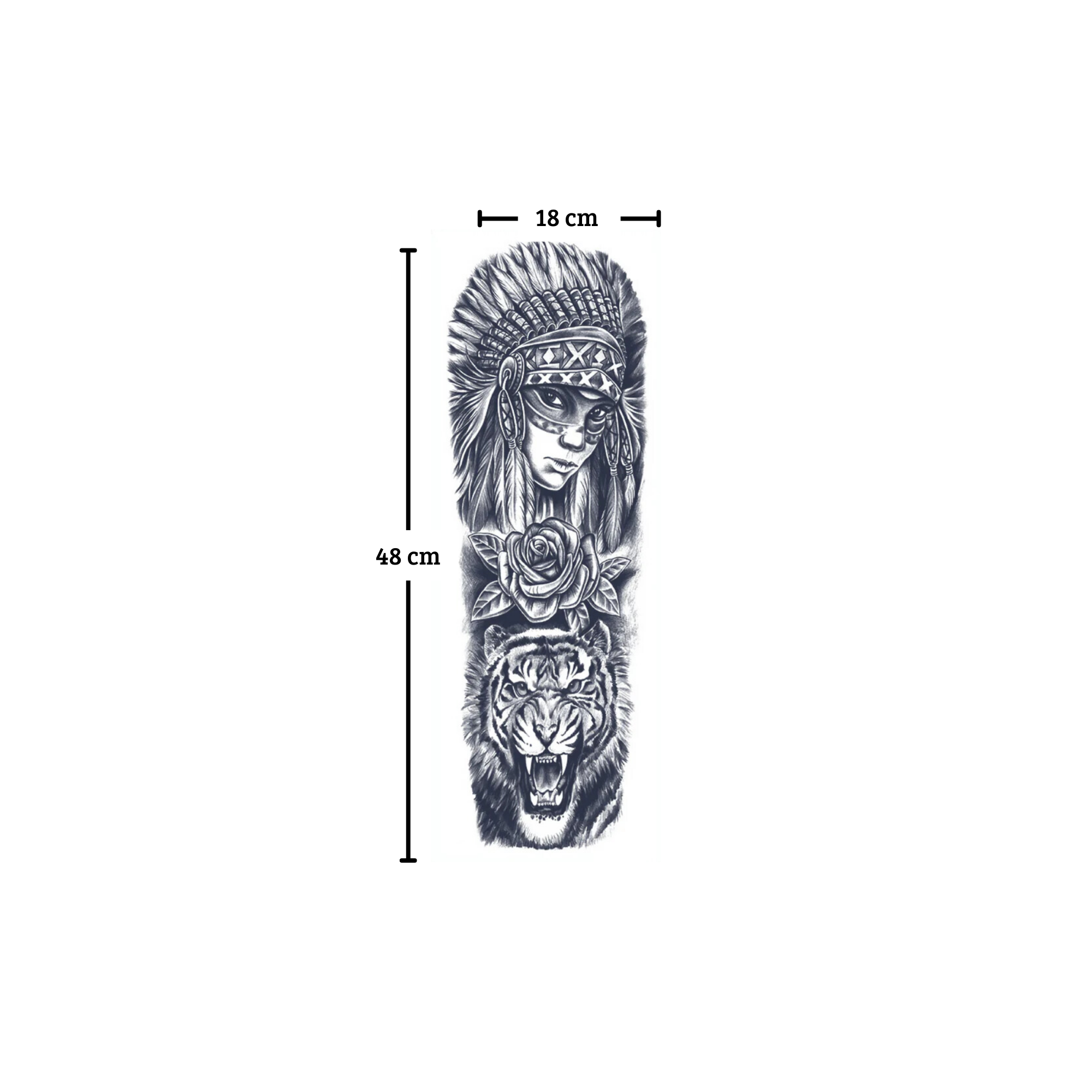 Tiger, rose and Indian tattoo