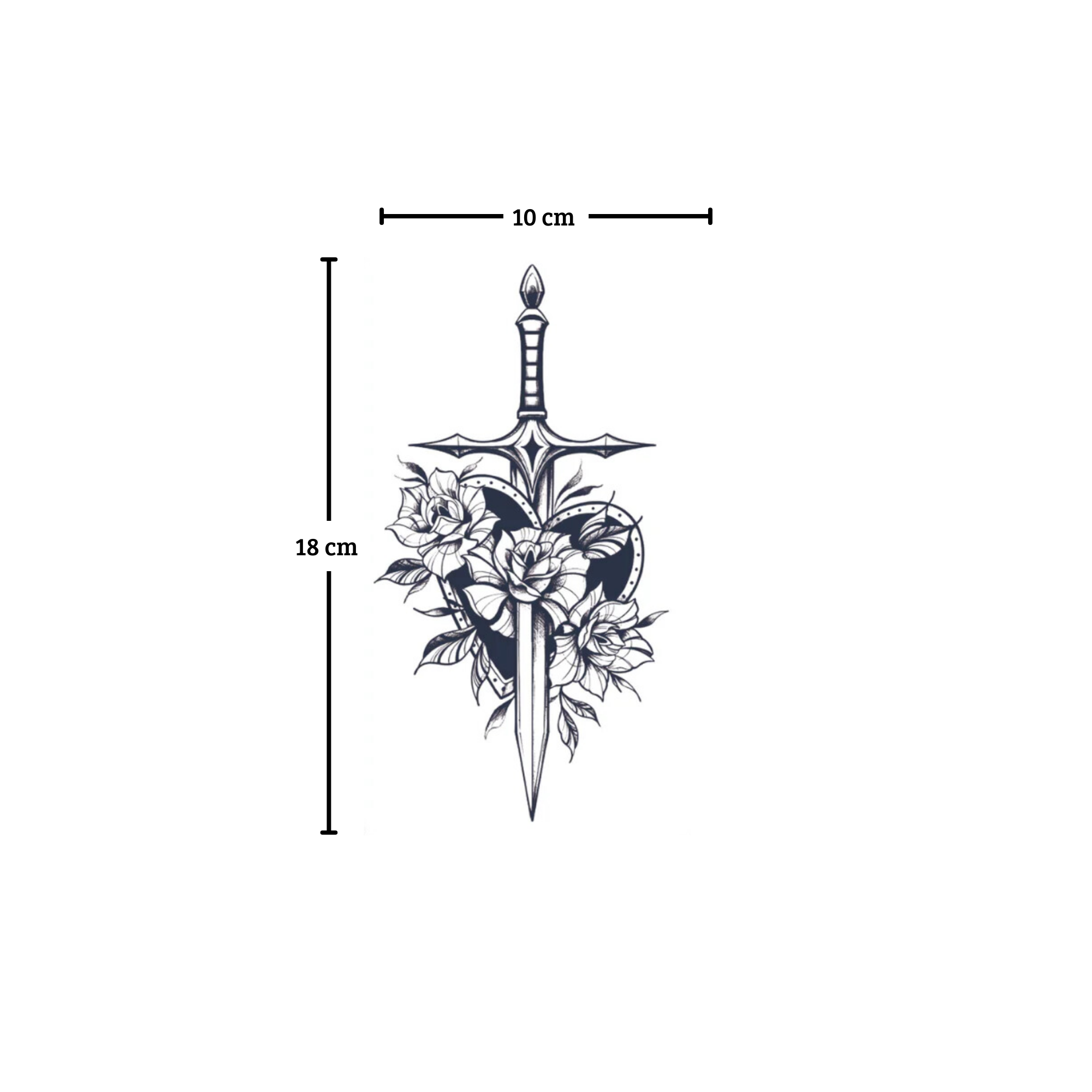 Tatuaje Daga corazon floral
