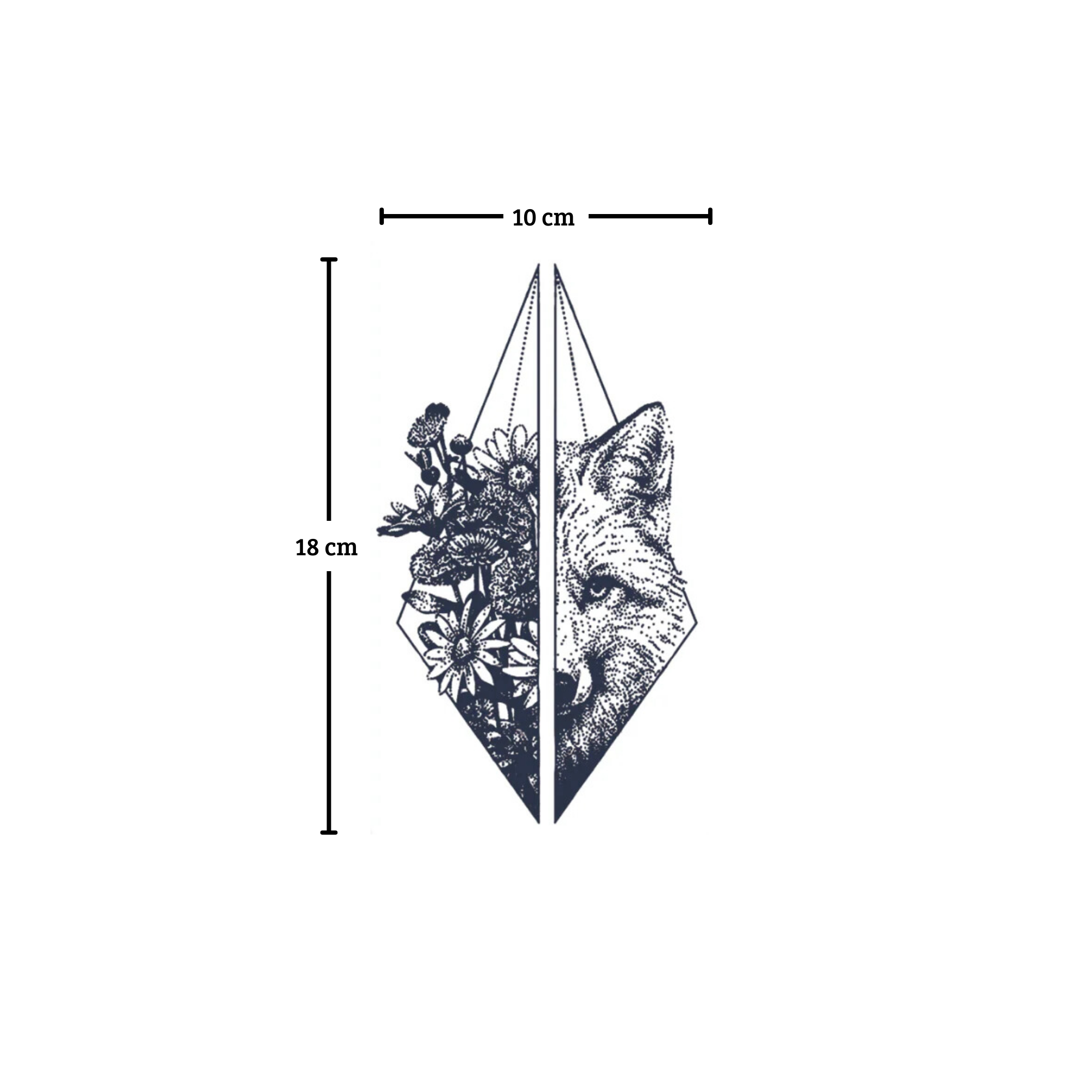Tatuaje Lobo mitad cara floral