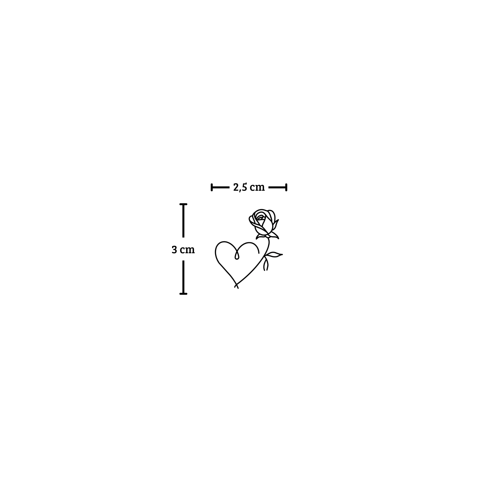 Tatuaje Corazon y rosa fina